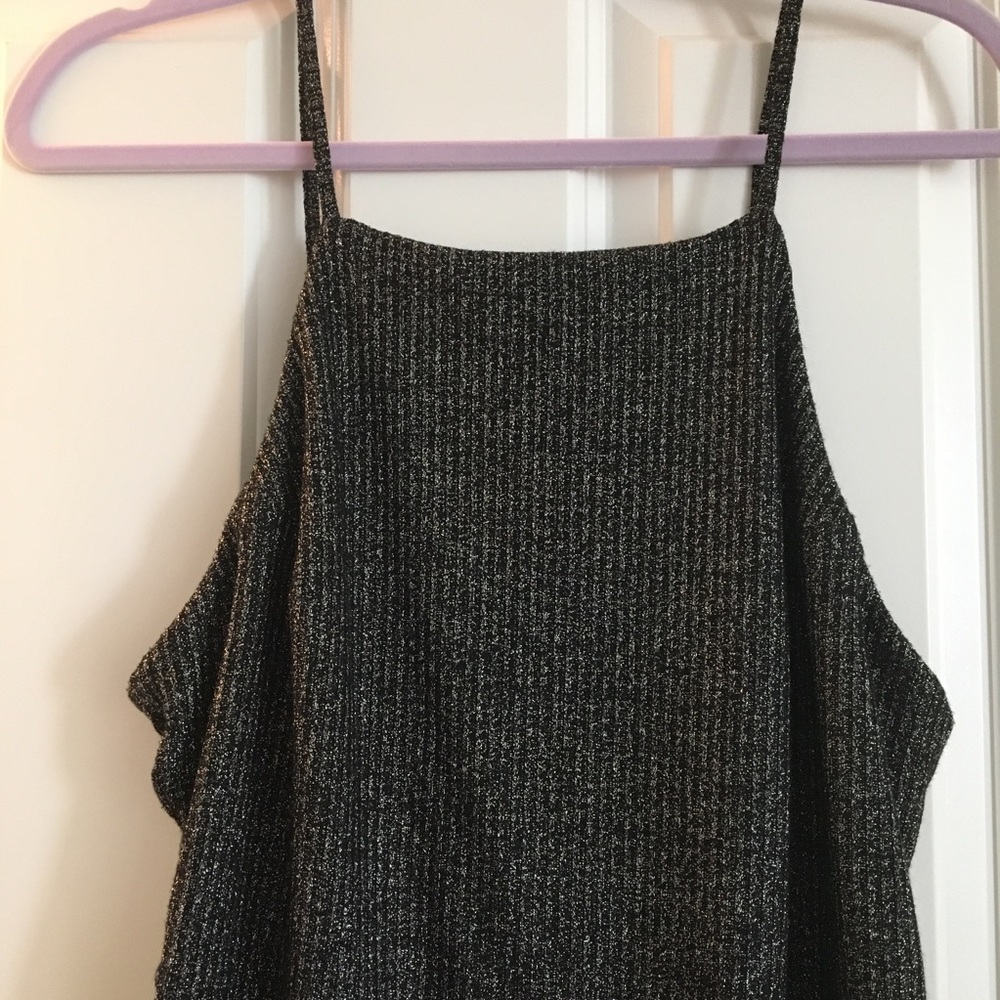 Silver shimmer open back jump suit